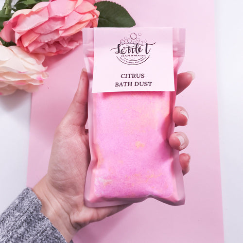 aromatherapy citrus bath bomb dust, bath bomb in bag